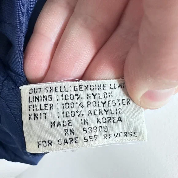 Green & Blue Suede Leather Bomber Jacket 80s Vintage Copper Key Size Medium - Picture 3 of 12